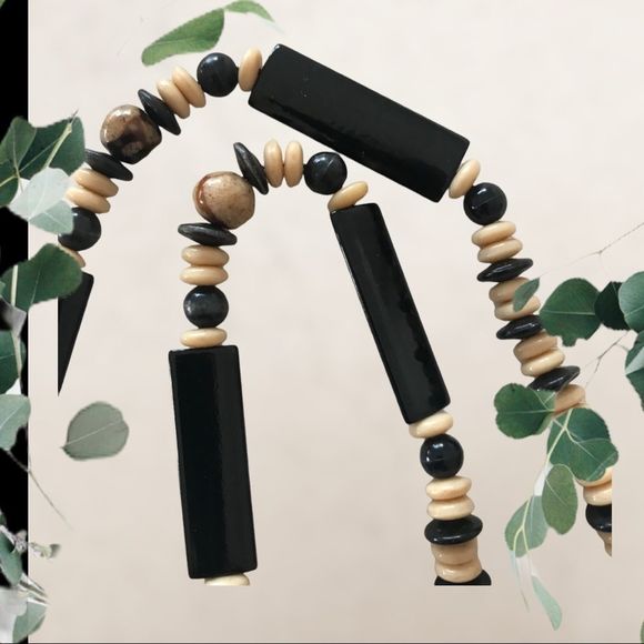 Carol Dauplaise Necklace Natural Materal/Design Brown Tan Cream Lobster Clasp 8” - Picture 3 of 5